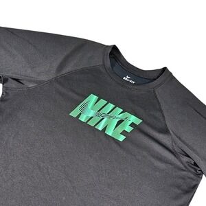 Nike Dri-FIT Training Shirt Mens XL Black Neon Green Graphic Raglan Tee Athletic